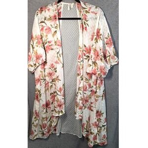 Cato Floral Kimono Sheer Lace Back Cardigan Plus Size 18/20W 18 20 W Waterfall